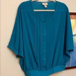 See Thru Turquoise 6 button Blouse from the LOFT S